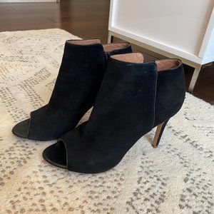 Joie black suede peep toe booties